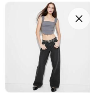 Women's Low-Rise Wide Leg Baggy Jeans - Wild Fable Black Wash 16 New with tags